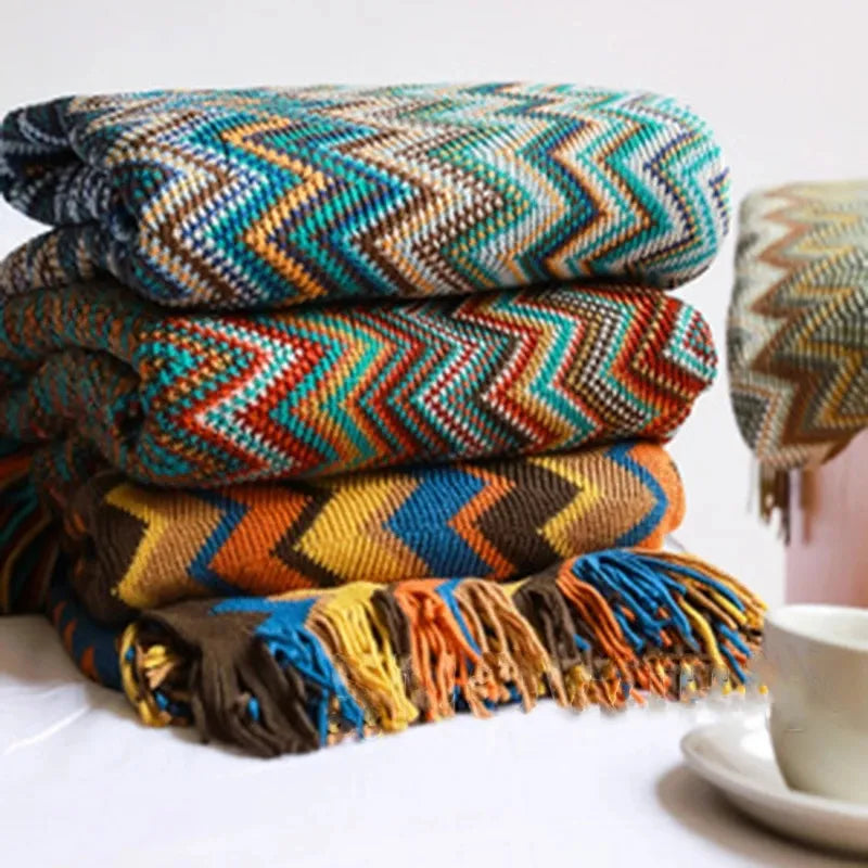 Boho Aztec Woven Blanket – Southwestern Geometric Throw for Cozy & Stylish Living