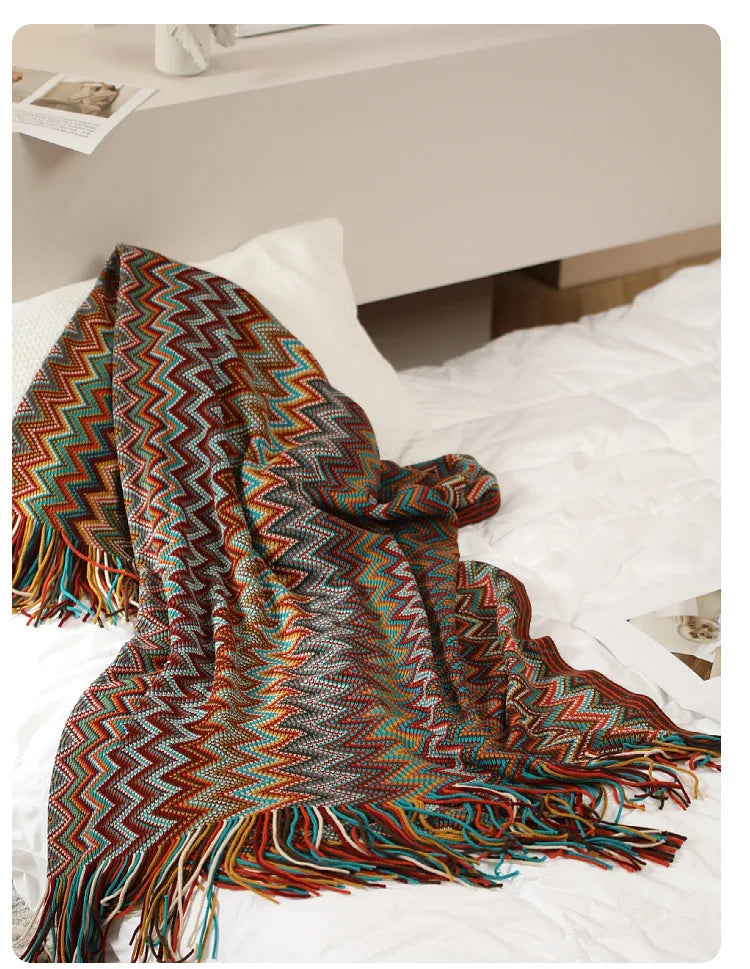 Boho Aztec Woven Blanket – Southwestern Geometric Throw for Cozy & Stylish Living