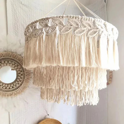 Nordic Boho Macrame Hanging Lampshade – Handwoven Elegance for a Cozy Home