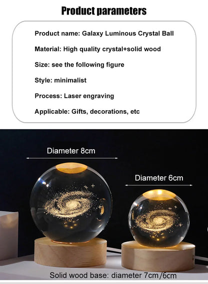 ✨ Galaxy Crystal Ball Night Light – A Mesmerizing Glow for Your Space ✨