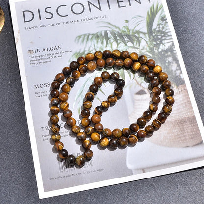 8mm Yellow Tiger Eye Beaded Choker Necklace & Bracelet Set